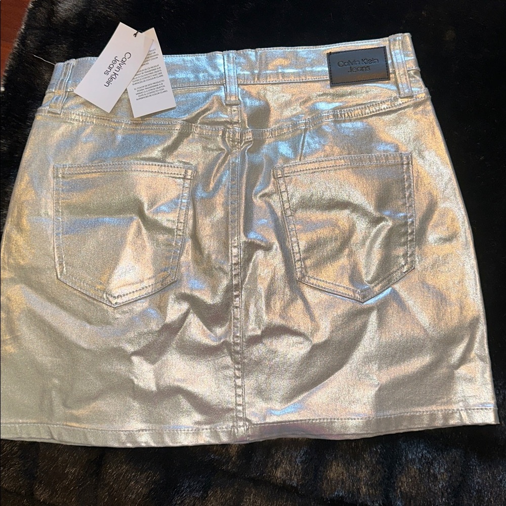 Calvin Klein Metallic Mini Skirt - Picture 2 of 4